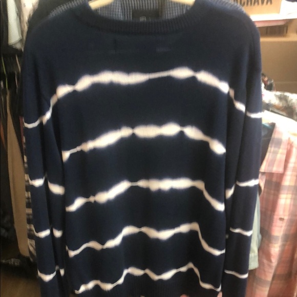 X Ray Blue and White Crewneck Sweater with Tie-Dye Stripes - Picture 8 of 8